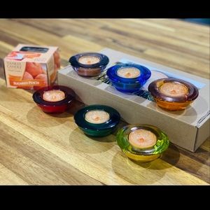 Rainbow Tea Light Holders w/ Candles